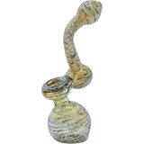 LA Pipes Color Raked Fumed Sherlock Bubbler Pipe in Black Onyx, Angled View on White Background