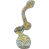 LA Pipes Color Raked Fumed Sherlock Bubbler Pipe in Black Onyx, Angled View on White Background