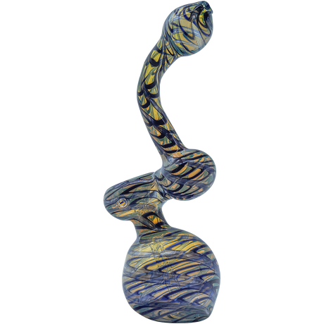 LA Pipes Color Raked Fumed Sherlock Bubbler Pipe in Assorted Colors, Borosilicate Glass, USA Made