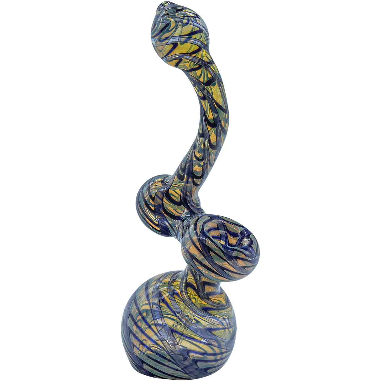 LA Pipes Color Raked Fumed Sherlock Bubbler Pipe in Assorted Colors, Side View