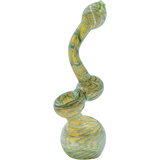 LA Pipes Color Raked Fumed Sherlock Bubbler Pipe in Forest Green, Borosilicate Glass, Side View