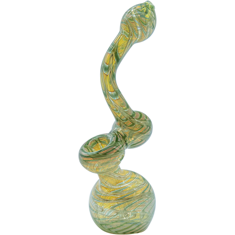 LA Pipes Color Raked Fumed Sherlock Bubbler Pipe in Forest Green, Borosilicate Glass, Side View