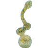 LA Pipes Color Raked Fumed Sherlock Bubbler Pipe in Forest Green, Borosilicate Glass, Side View