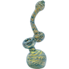 LA Pipes Color Raked Fumed Sherlock Bubbler in Ocean Surf, Borosilicate Glass, Front View