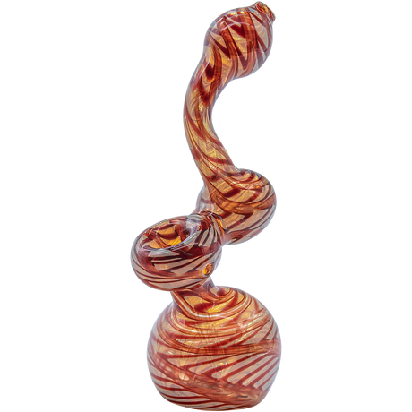 LA Pipes Color Raked Fumed Sherlock Bubbler Pipe in Ruby Red, USA-made Borosilicate Glass