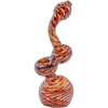 LA Pipes Color Raked Fumed Sherlock Bubbler Pipe in Ruby Red, USA-made Borosilicate Glass