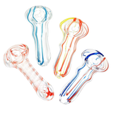 Colorful Striped Borosilicate Glass Hand Pipes, Portable Spoon Design, Top and Side Views