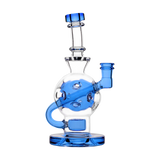 Calibear Colored Ballsphere Bong in Blue with Clear Accents, Beaker Design, Front View