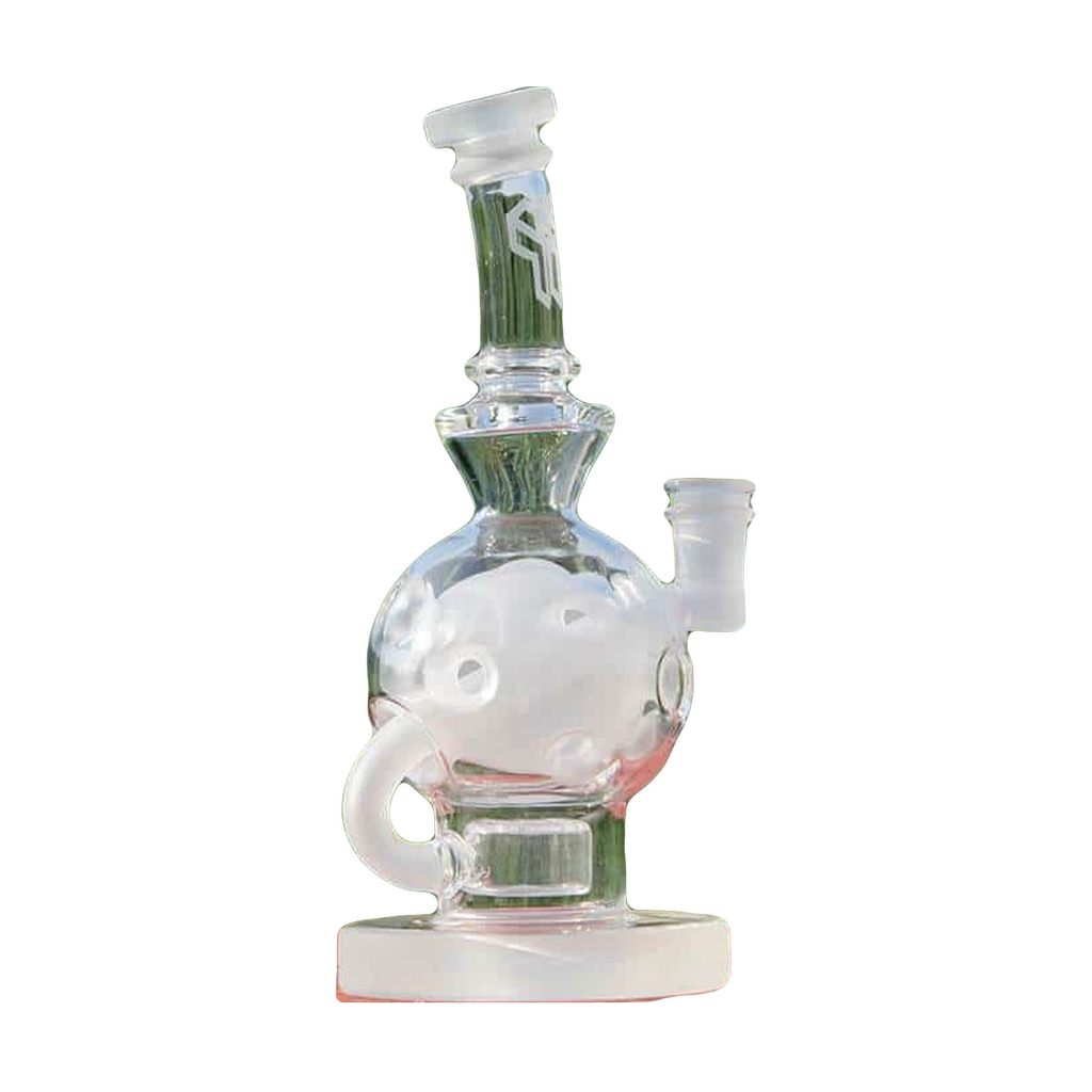 Calibear 8" Vibrant Beaker Bong with Flower of Life Percolation on outdoor backdrop