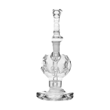 Calibear Colored Ballsphere Bong in Clear Glass, 8" Beaker Design with 14mm Joint, Front View