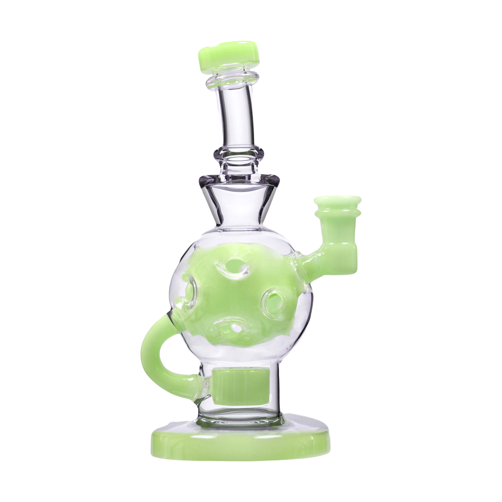Calibear Colored Ballsphere Bong in Frosted & Clear Design with Beaker Base, 8" Height, 14mm Joint