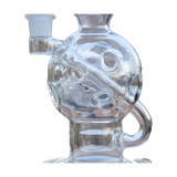Calibear 8" Clear Beaker Bong with intricate Flower of Life Percolation design, side view