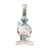Calibear 8" Vibrant Beaker Bong with Flower of Life Percolation, clear glass, outdoor background