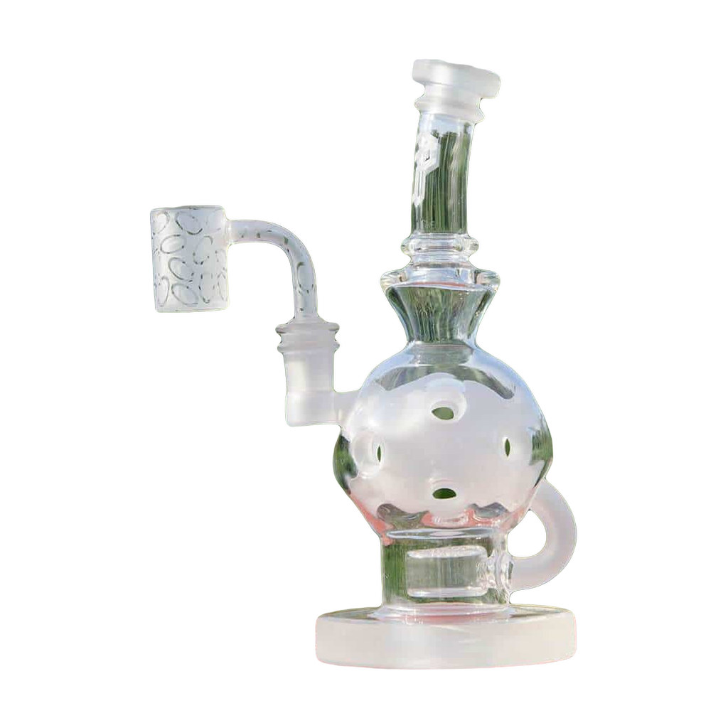 Calibear 8" Frosted Beaker Bong with Flower of Life Percolation and Banger Hanger