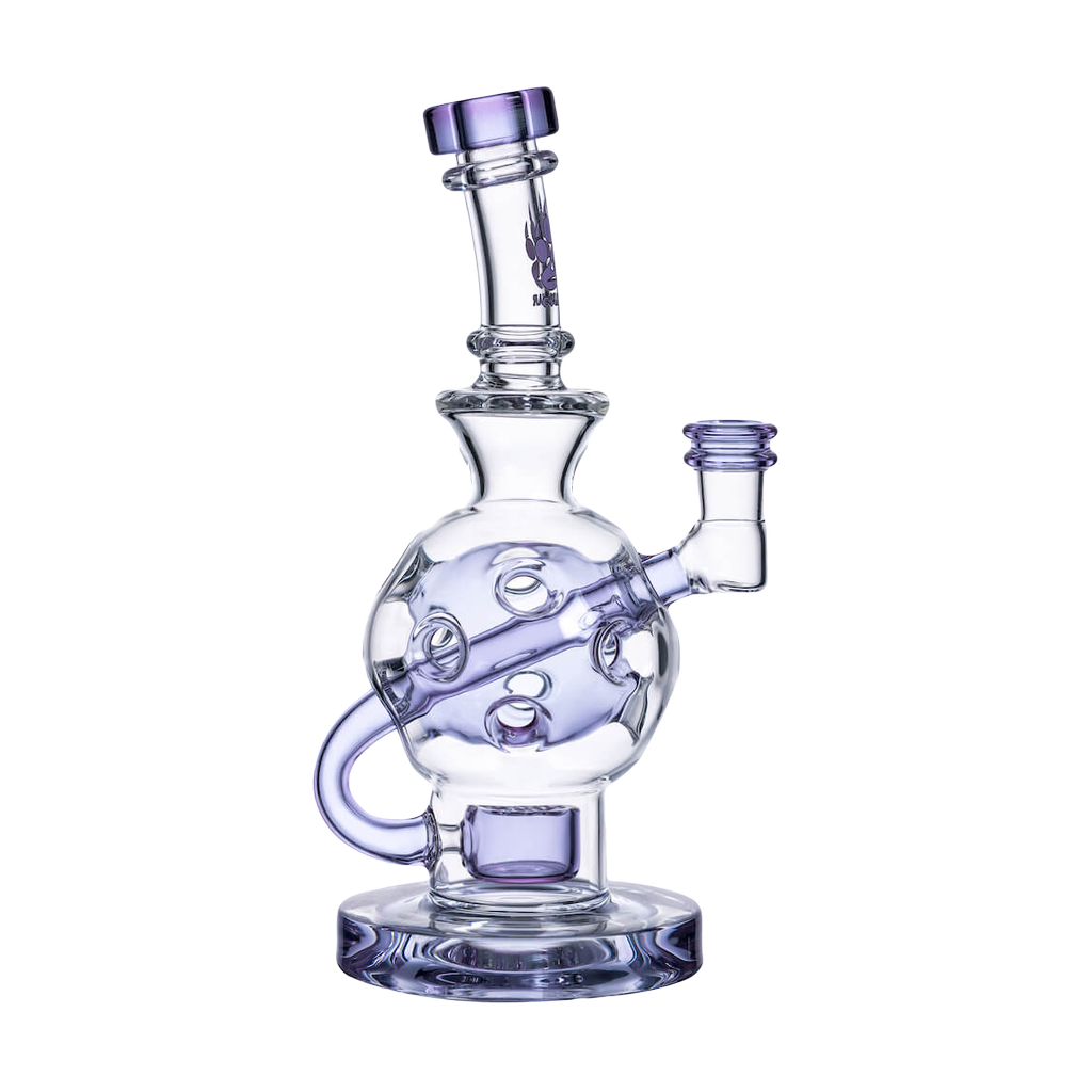 Calibear Colored Ballsphere Bong in Purple with Beaker Design, 8" Height, Front View
