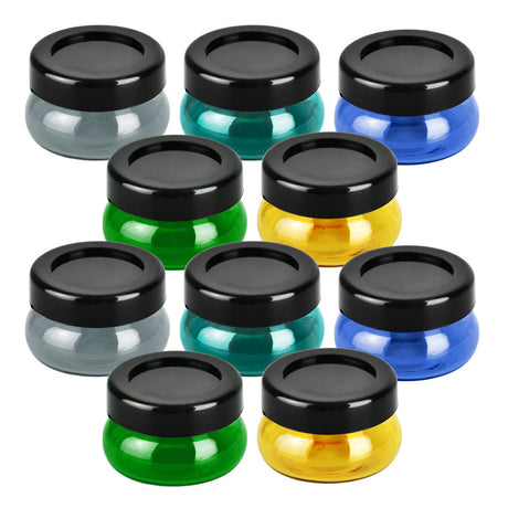 Assorted colors 10-pack silicone concentrate storage jars, compact and portable design