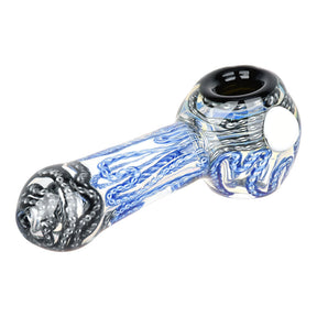 Handcrafted 4.25" Colorful Squiggled Borosilicate Glass Spoon Pipe - Top View