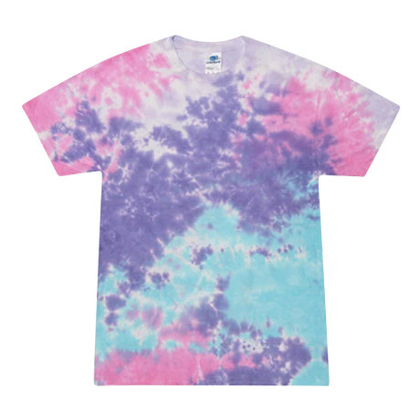 Colortone Cotton Candy Tie-Dye T-Shirt in pastel colors, front view on a white background