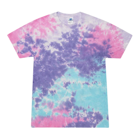 Colortone Cotton Candy Tie-Dye T-Shirt in pastel colors, front view on a white background