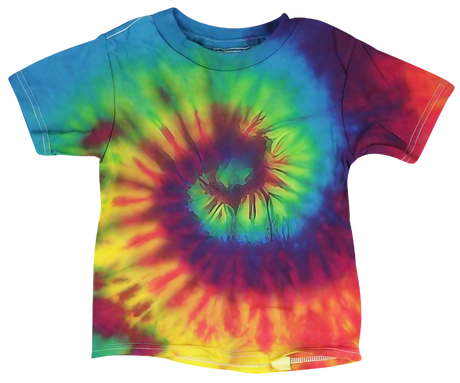 Colortone Reactive Rainbow Tie-Dye Toddler T-Shirt laid flat on a white background
