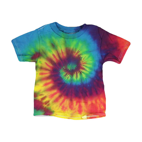 Colortone Toddler T-Shirt in Reactive Rainbow Tie-Dye Design, 100% Cotton, Front View