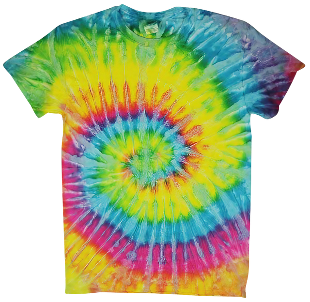 Colortone Saturn Tie-Dye T-Shirt in vibrant colors, front view on a white background