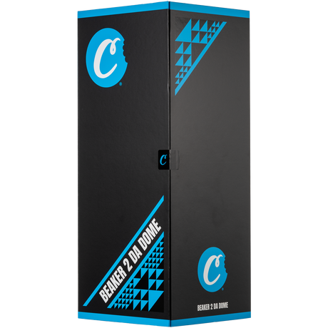 Cookies Beaker 2 Da Dome Bong packaging box with vibrant blue branding on a black background