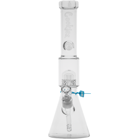 Cookies Beaker 2 Da Dome Bong in clear borosilicate glass with blue accents, front view