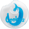 Cookies Bite Pipe in Clear Borosilicate Glass with Blue Logo, Top View