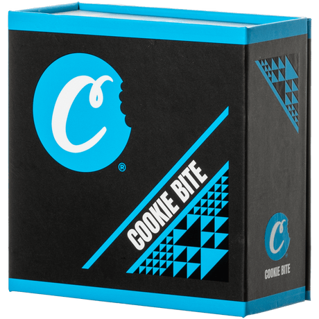 Cookies Bite Pipe packaging box with vibrant blue and black design