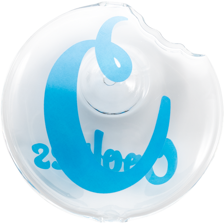 Cookies Bite Pipe in Borosilicate Glass with Blue Logo - Top View