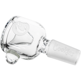 Cookies Classic Bong Bowl in clear borosilicate glass, 14mm joint size, side view on white background