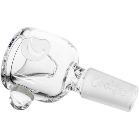 Cookies Classic Bong Bowl in clear borosilicate glass, 14mm joint size, side view on white background
