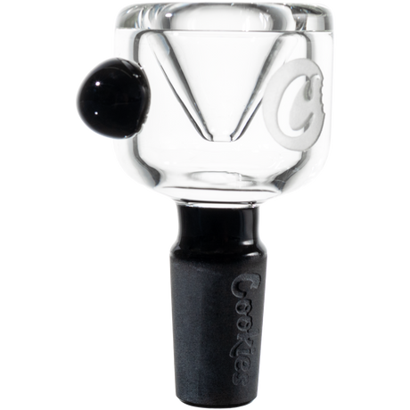 Cookies Classic Bong Bowl in black, clear borosilicate glass with 14mm joint, front view