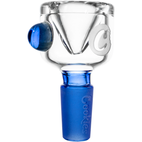 Cookies Classic Bong Bowl in blue, made from borosilicate glass, 14mm joint size, front view on white background