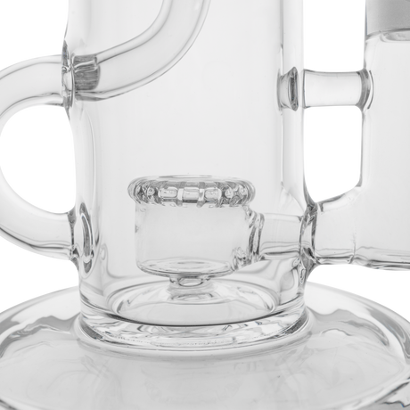 Cookies Doublecycler Dab Rig close-up, clear borosilicate glass with recycler percolator