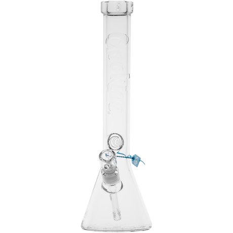 Cookies Flame Beaker Bong in 7mm thick borosilicate glass with heavy wall, front view on white background