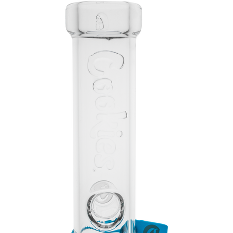 Cookies Flame Beaker Bong with Embossed Logo on Borosilicate Glass - Close-up Front View