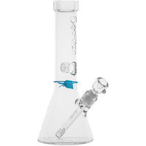 Cookies Flame Beaker Bong made of Borosilicate Glass, front view on white background
