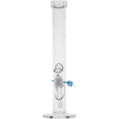 Cookies Flame Straight 7mm Thick Glass Bong Front View on White Background