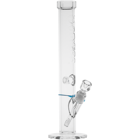 Cookies Flame Straight 7mm Thick Glass Bong Side View on White Background