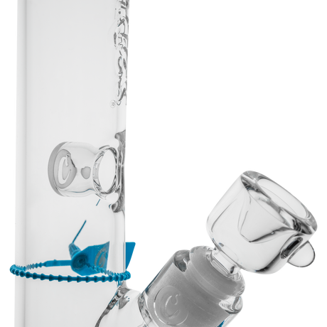 Cookies Flame Straight Bong in Borosilicate Glass with Logo Detail - Side View