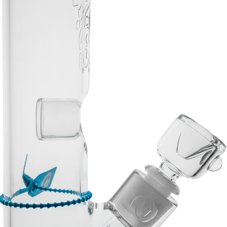 Cookies Flame Straight Bong in Borosilicate Glass with Clear Design - Side View