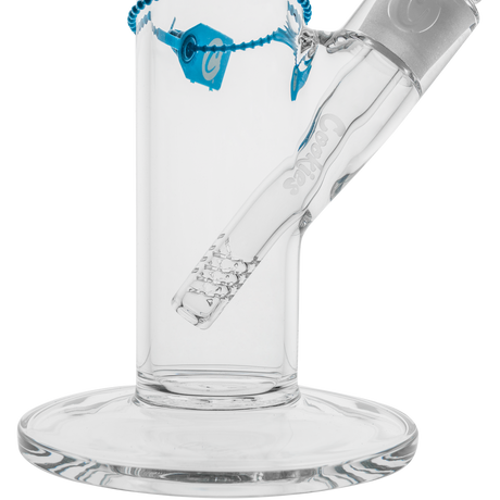 Cookies Flame Straight Bong made of Borosilicate Glass with a clear design - Side View