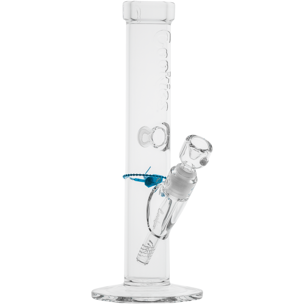 Cookies Flame Straight Bong made of Borosilicate Glass with clear design - Front View