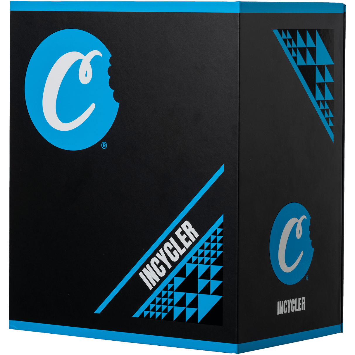 Cookies Incycler Dab Rig packaging box with branding on black background