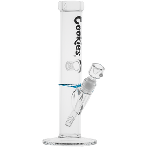 Cookies Original Straight Bong in Black, Front View, Borosilicate Glass with Logo