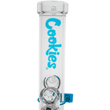 Cookies Original Straight Bong with Blue Logo on Clear Borosilicate Glass - Front View