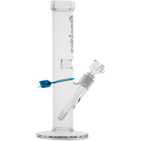 Cookies Original Straight Bong in Borosilicate Glass with Blue Accents - Front View