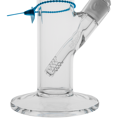 Cookies Original Straight Bong made of Borosilicate Glass - Front View with Blue Accents
